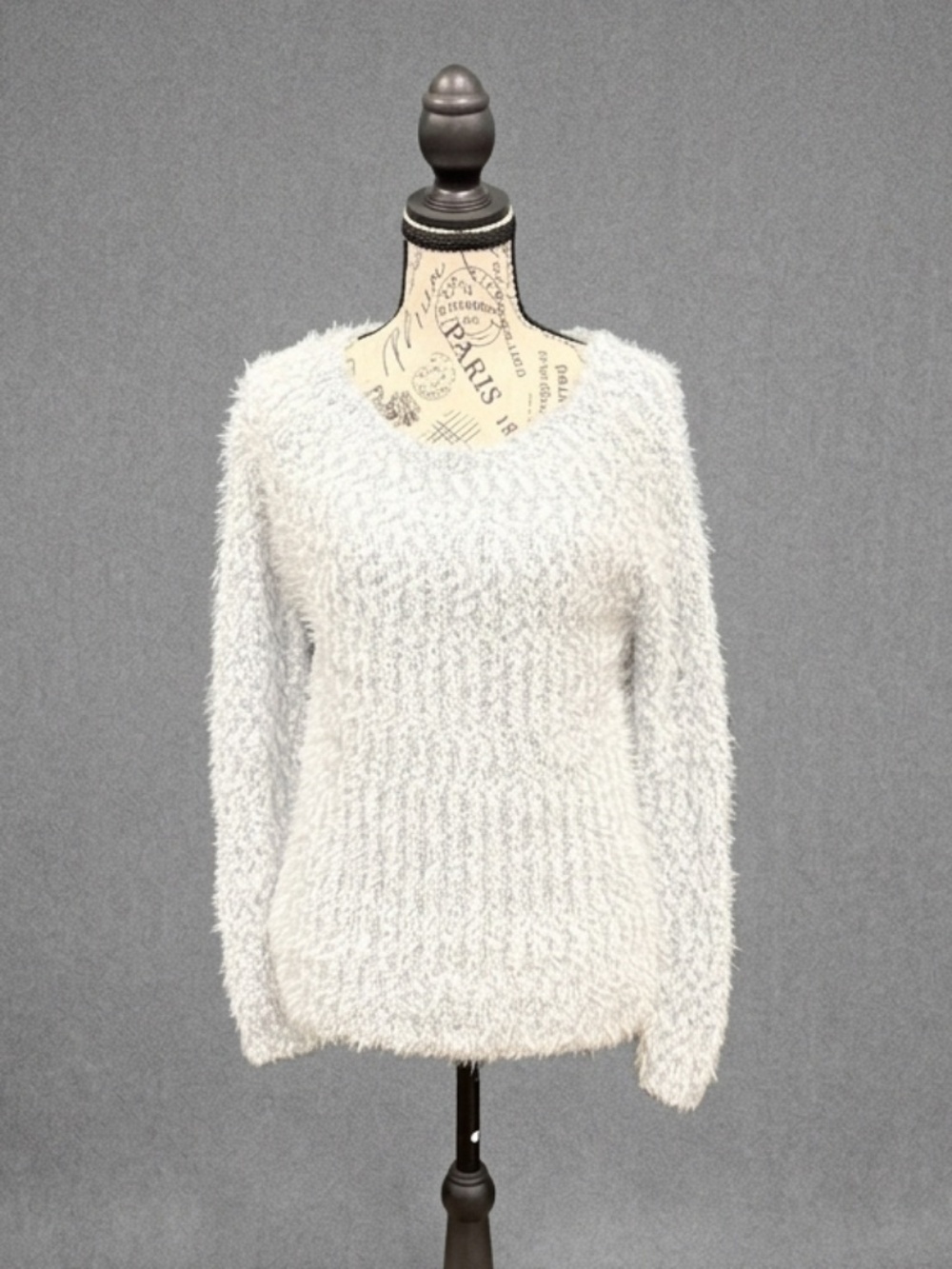 Buffalo Fuzzy Sweater Medium Blue White Marled Fluffy Eyelash Knit Cozycide M